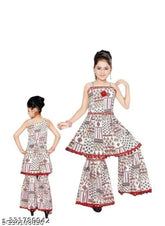 Embellished cotton blend girls' kurta and patiyala set for parties and festivals, India origin